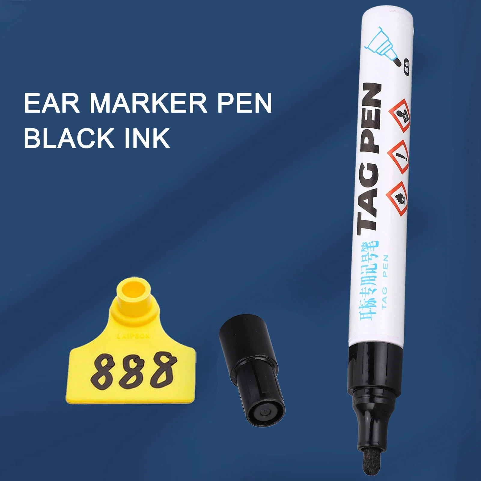 Ear Tag Pen Waterproof Strong Penetration Black Ink Ear Marking Pen Portable Permanent Markers for Pig Cow Sheep Ear Marking Pen