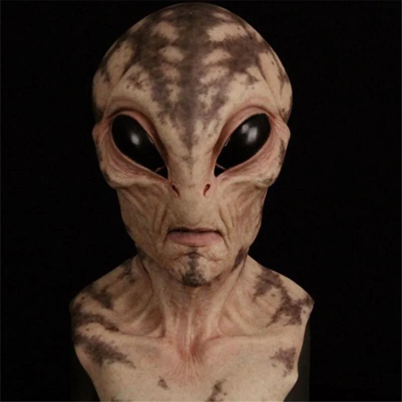 Latex Halloween Alien Mask Horrible Big Eyes UFO Full Face Scary Horror Alien Head Adult Masks Monster Party Cosplay Props images - 6