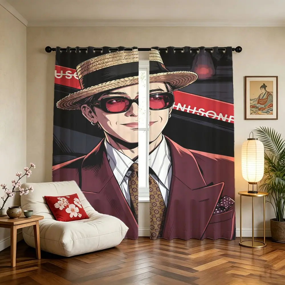 Vintage Gentleman Curtains 2 Panels 85% Light Blocking Printed Curtains Darkening Curtains Decoration Curtains Living Room