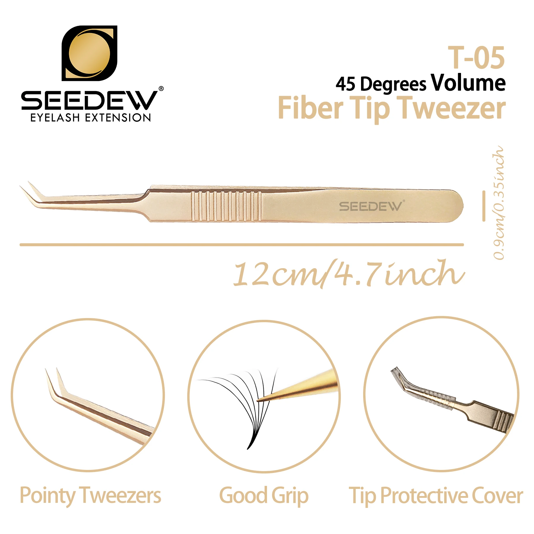 SEEDEW Versatile Stainless Steel Tweezers High Precision False Eyelashes Tweezers Make Up Tools