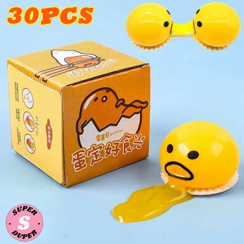 30PC Squishy Puking Egg Yolk Stress Ball With Relieve Funny Squeeze Tricky Antistress Disgusting Egg kids creative Stress Toys