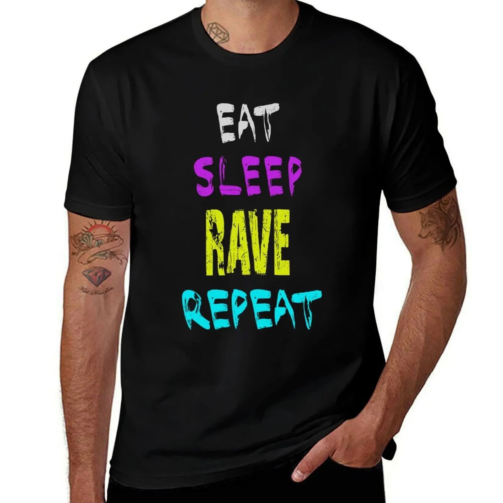

Eat Sleep Rave Repeat T-Shirt black cotton t-shirt plain for man package printed t shirts for man T-Shirt