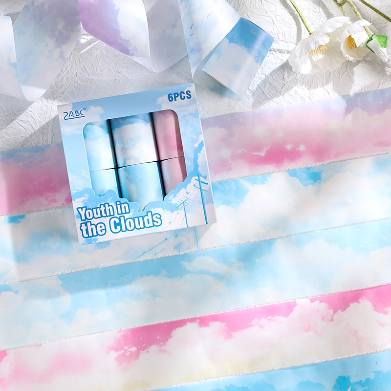 

Washi Tape 6roll/Bag Sky Clouds Tape Handbook DIY Handmade Scrapbook & Diary Decorative Art Tape