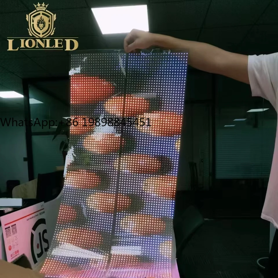 

High Light Transmittance Indoor Crystal Adhesive Transparent P30 Flexible LED Screen