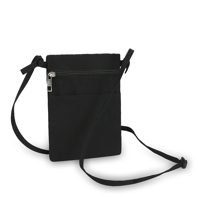 Cell Phone Bag Men and Women Nylon Fabric Solid Color Lightweight Thin Strap Portable Casual Mini Shoulder Crossbody Daily Use