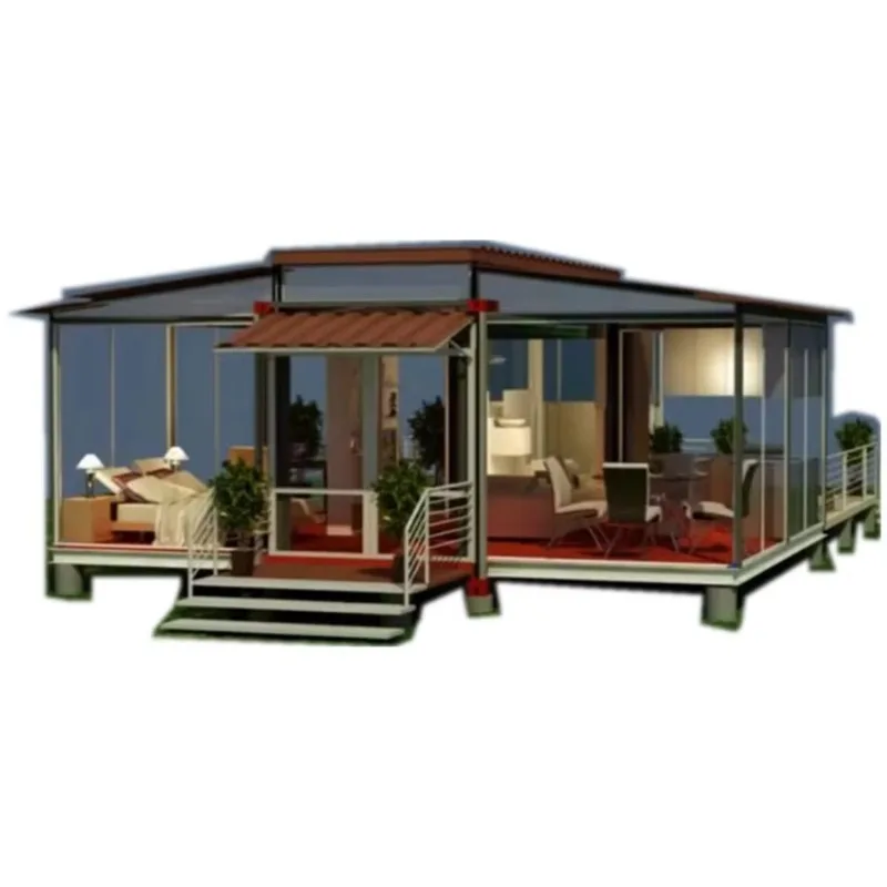 New Luxury House Prefabricated Mobile Expandable House Little Prefabricated Home Double-wing  Expandable Steel Container House