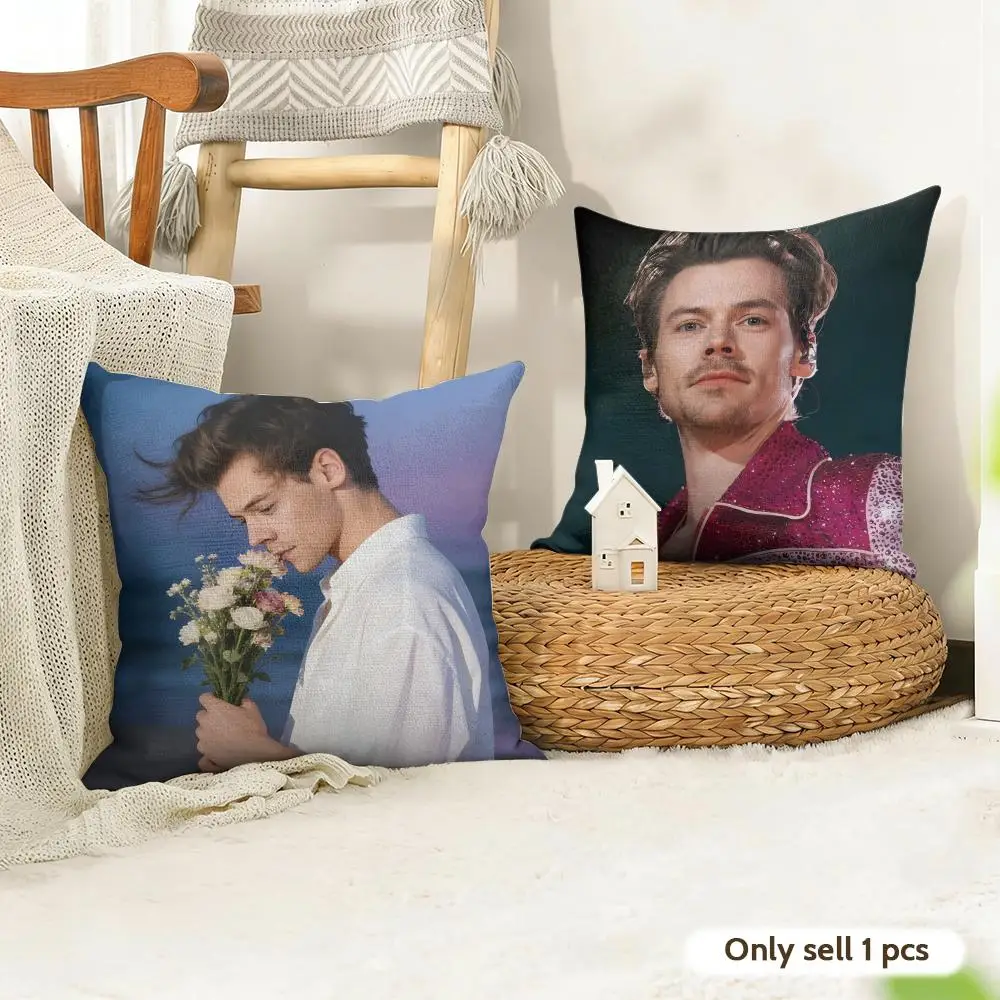 Singer H-harry Styles Cushion Cover Organic Linen Square Pillow Case Durable Non-Allergenic And Kind To Skin