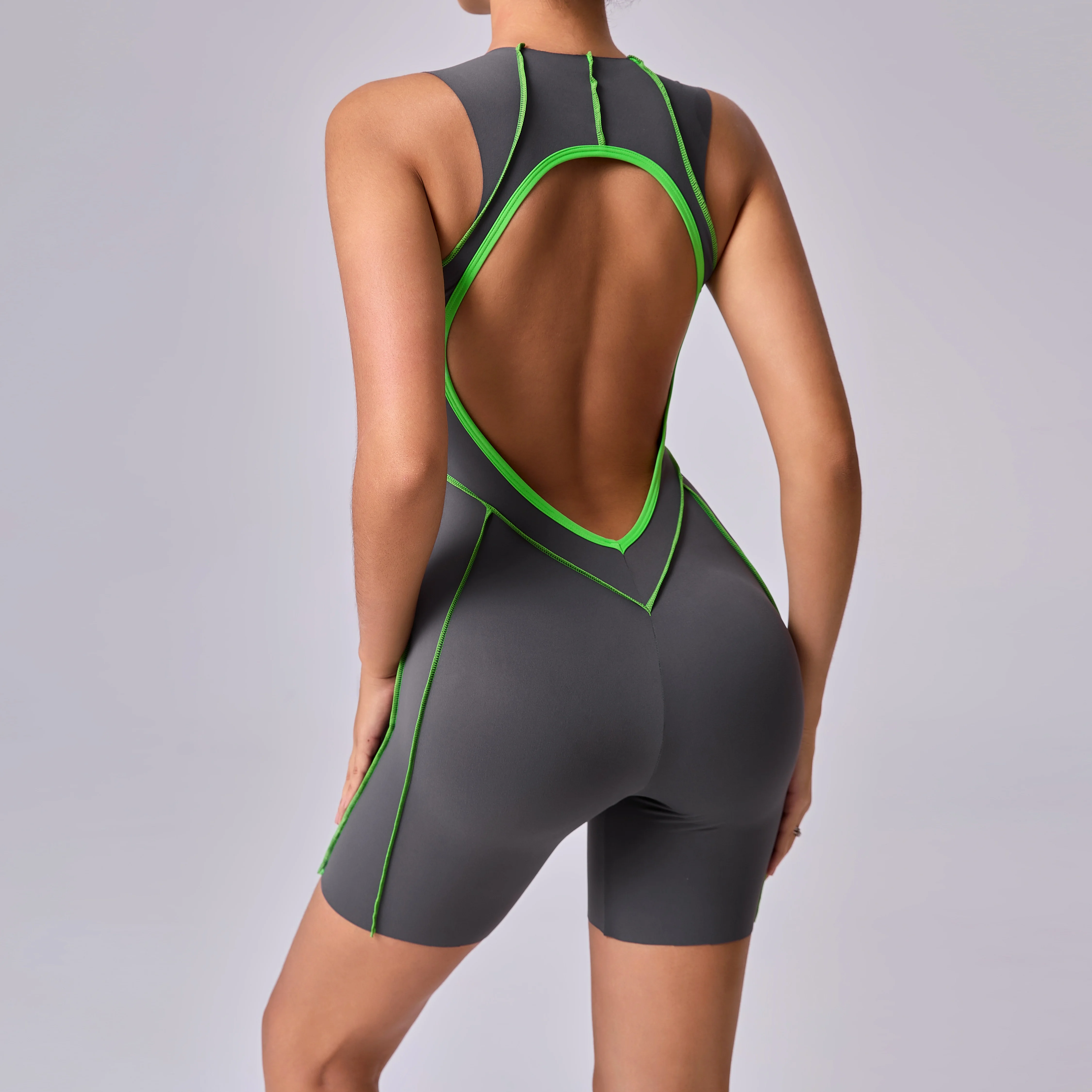 Mono de Yoga corto de verano sin mangas, ropa deportiva para gimnasio, Fitness, mono deportivo para mujer, ropa de entrenamiento para correr y bailar, mono de Yoga