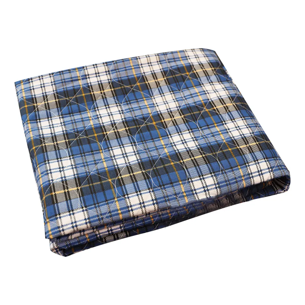Urine Mats Waterproof Reusable Incontinence Pad Diaper Absorbent Non-slip Mattress Washable Nappy Sheet Blue Plaid2