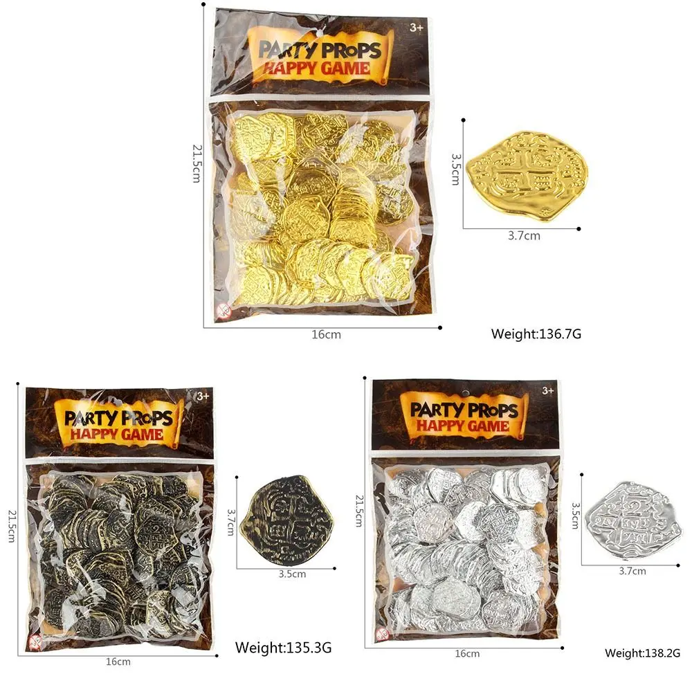 العملة الأوروبية الرجعية قراصنة الكاريبي مقلد الفيلم عملة الاطفال عملات البلاستيك مطلي عملات الدعامة الأصدقاء #6