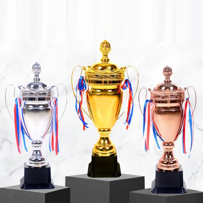 Customized Gold, Silver, Copper Sports Champions Metal Trophy, Contest Commercial Covered Souvenir Cup Big Universal Trophy, 1Pc