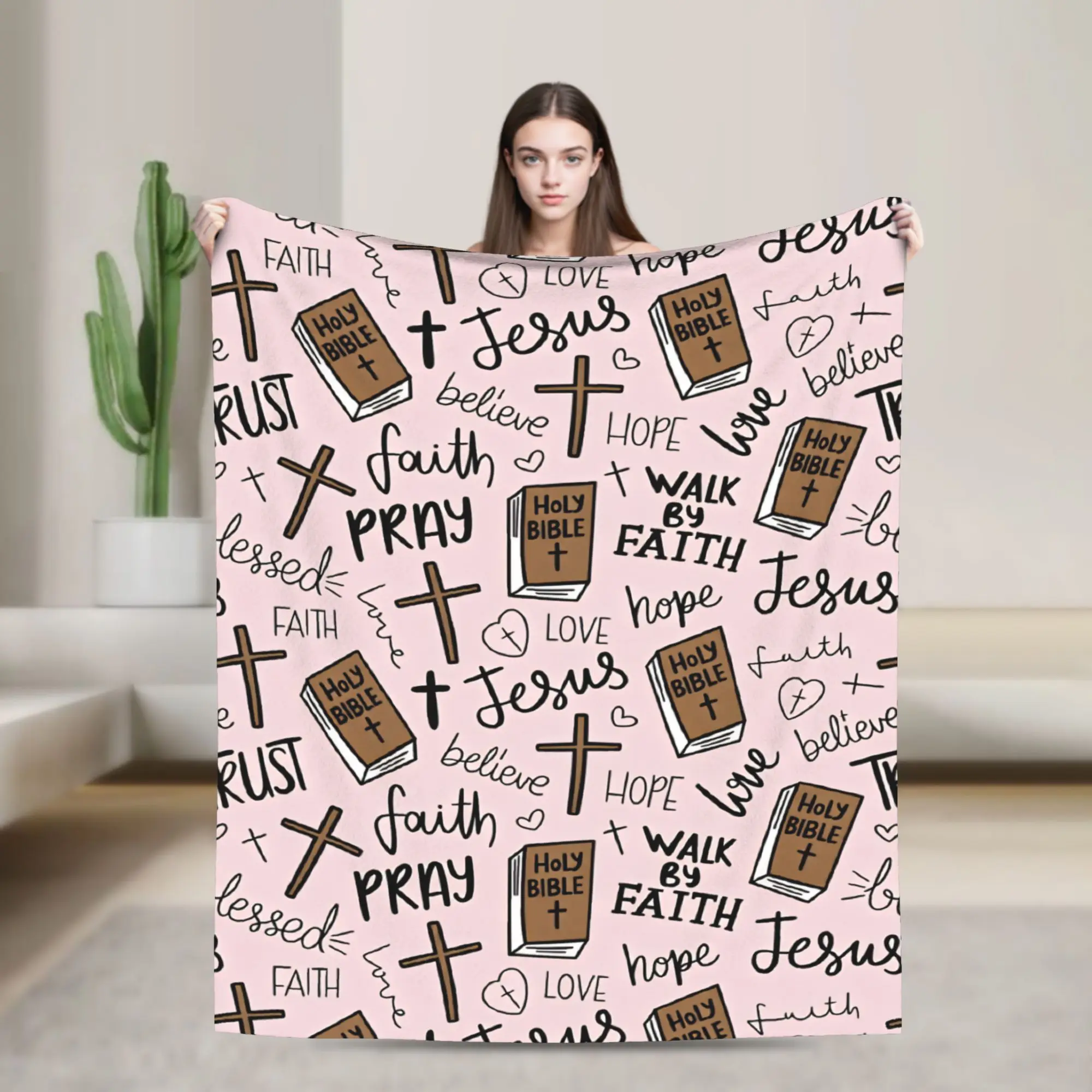 Christian Bible Jesus Blanket Quality Super Soft  Throw Blanket Winter Camping Couch Chair Funny Bedspread