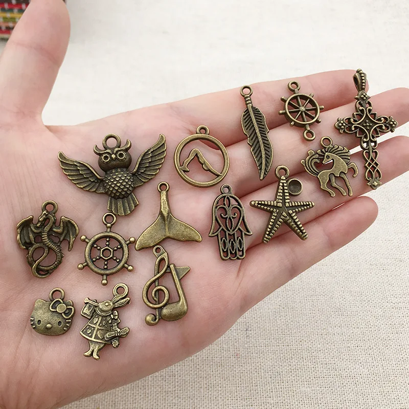 Mix Vintage Alloy Antique Bronze Charm For Jewelry Making Handmade Earring Necklace Anklet Pendant DIY Accessories Supplies Bulk