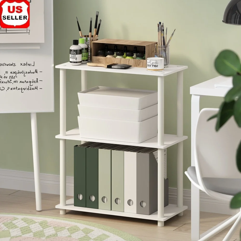 

3-Tier Multipurpose Shelf Display Rack Compact Storage Unit Easy Assembly Durable Wood Indoor Use Modern Design
