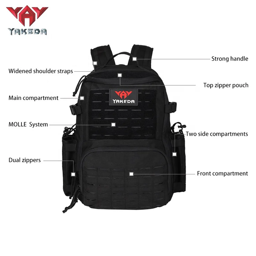 Imagem -04 - Yakeda-mochila Tática de Nylon Impermeável Molle Multi 50l Bolsa Mochila Anti-fricção Caminhadas e Acampamento ao ar Livre 1000d