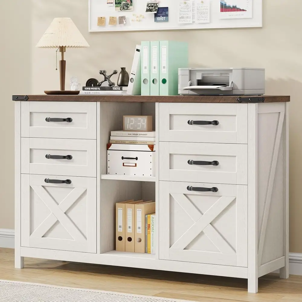 Lateral ile Cabinet with 6 Ders, armhouse iling Cabinet or Letter/A4 Size, Wood ile Storage CabiPrinter Stand with Open Storage