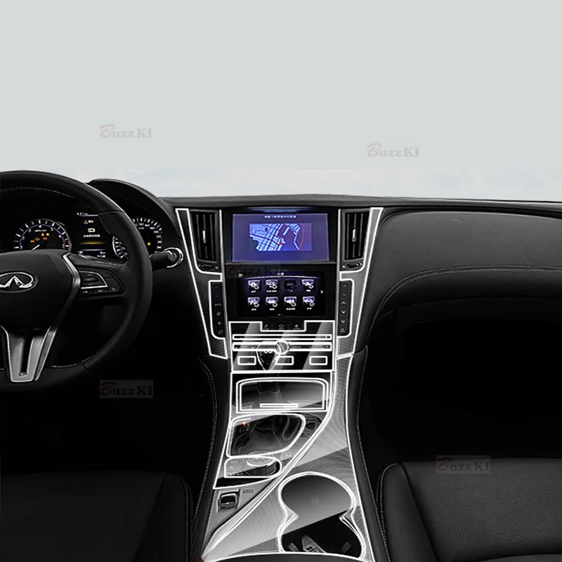 For Infiniti Q50 Q60 TPU Transparent Protective Film Car Interior Sticker Center Console Gear Door Windows Panel Car Accessories