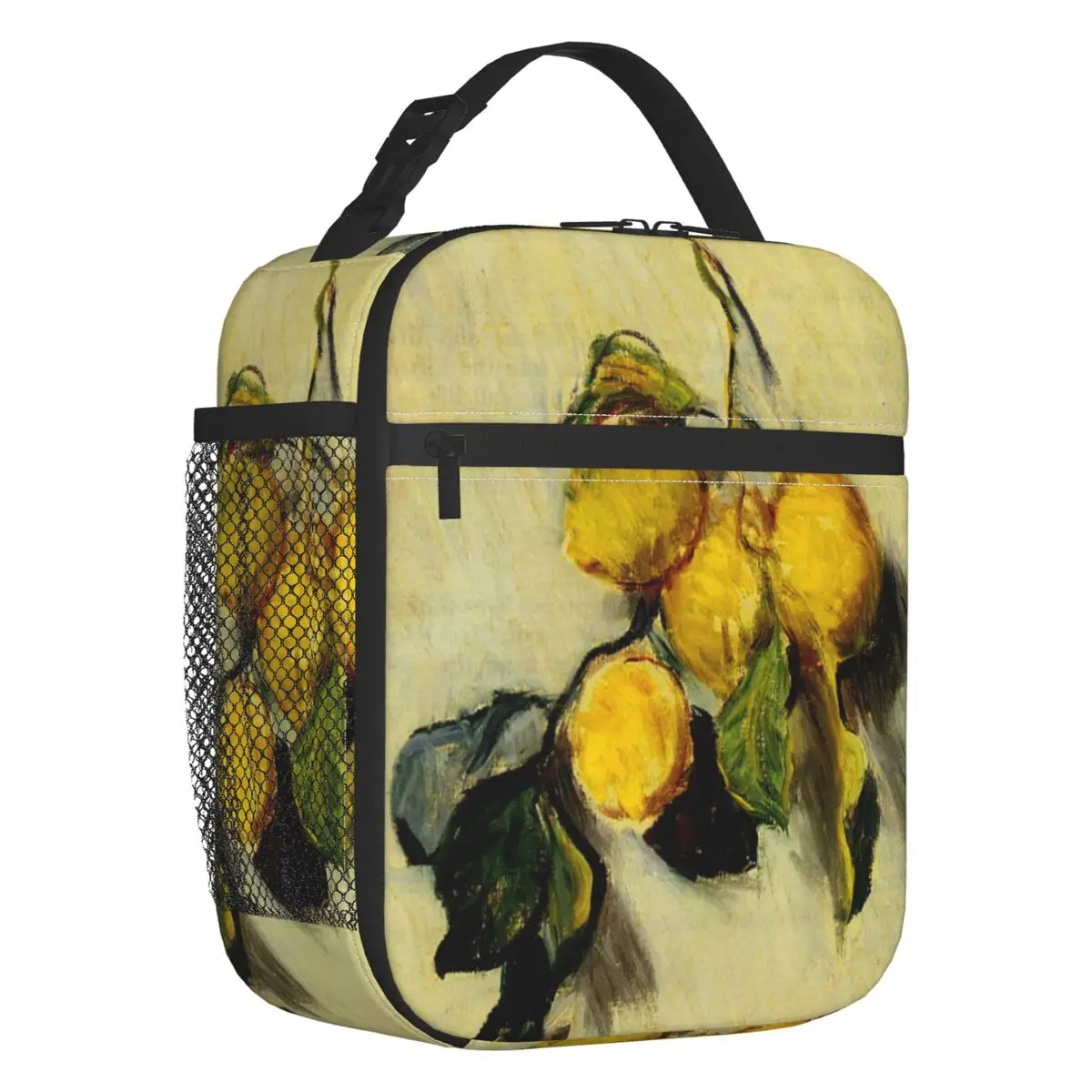 

Branch Of Lemons Insulated Lunch Tote Bag for Women Claude Monet Painting Portable Cooler Thermal Food Lunch Box School