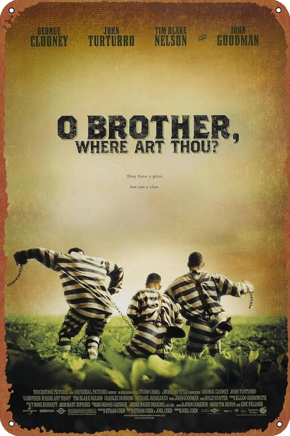 O Brother, Where Art Thou? Movie Poster Metal Tin Sign Wall Decor Signs,Retro Art Decor Metal Plaque Art