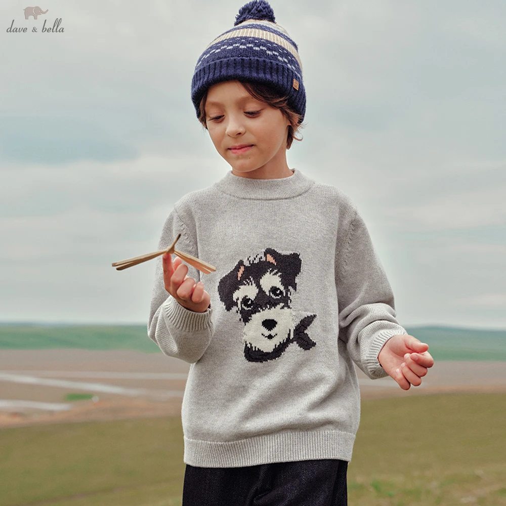 Dave Bella Boys Winter Warm Knitted Wool Sweater Aged 6-13 Years Teen Kids Cashmere Knitwear Pullover Long Sleeve Top DK4264804