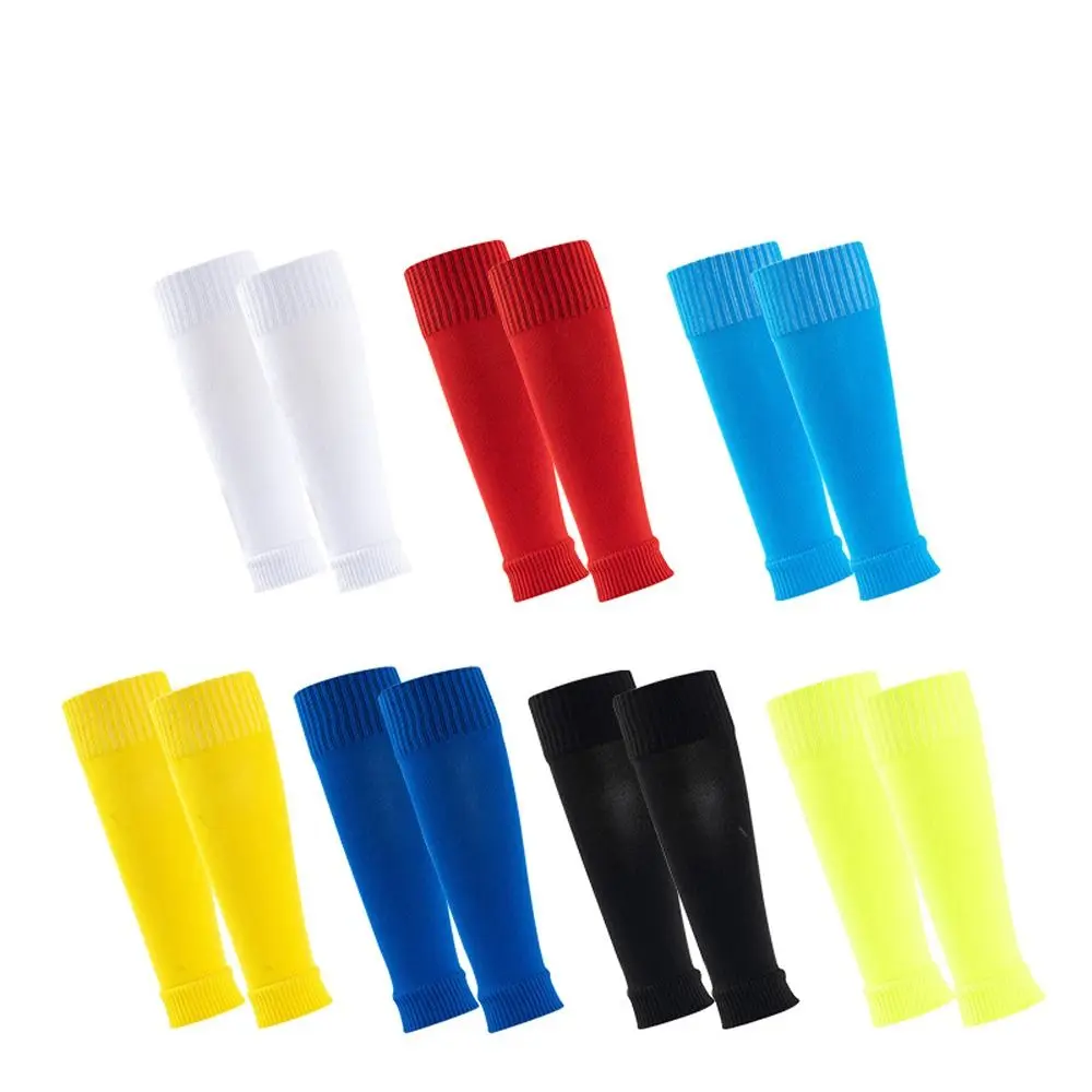 زوج واحد من الجوارب الرياضية القابلة للتنفس، أكمام مرنة غير قابلة للانزلاق لكرة القدم، جورب قطني بلون سادة لركوب الدراجات والجري في الهواء الطلق