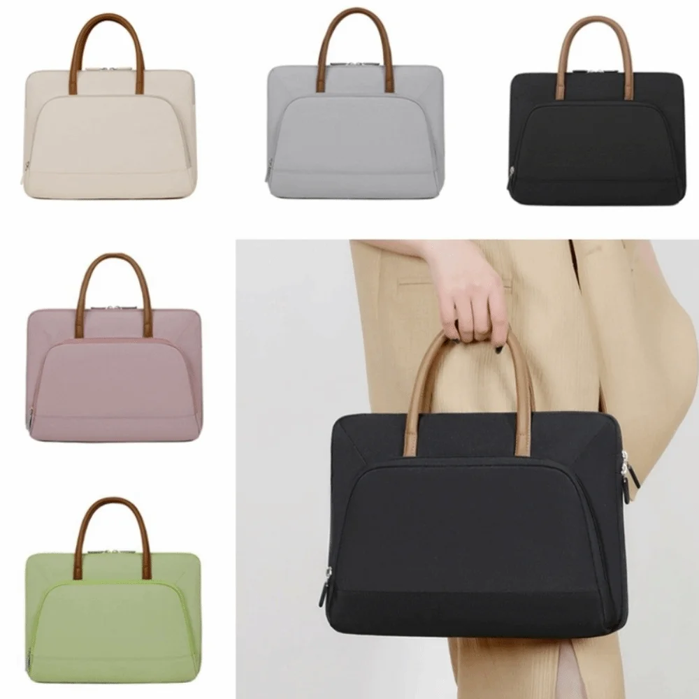 With Handle Portable Laptop Bags Lightweight Ultra Thin Laptop Case Multi-Layer Dual Zipper Notebook Sleeve Office Use