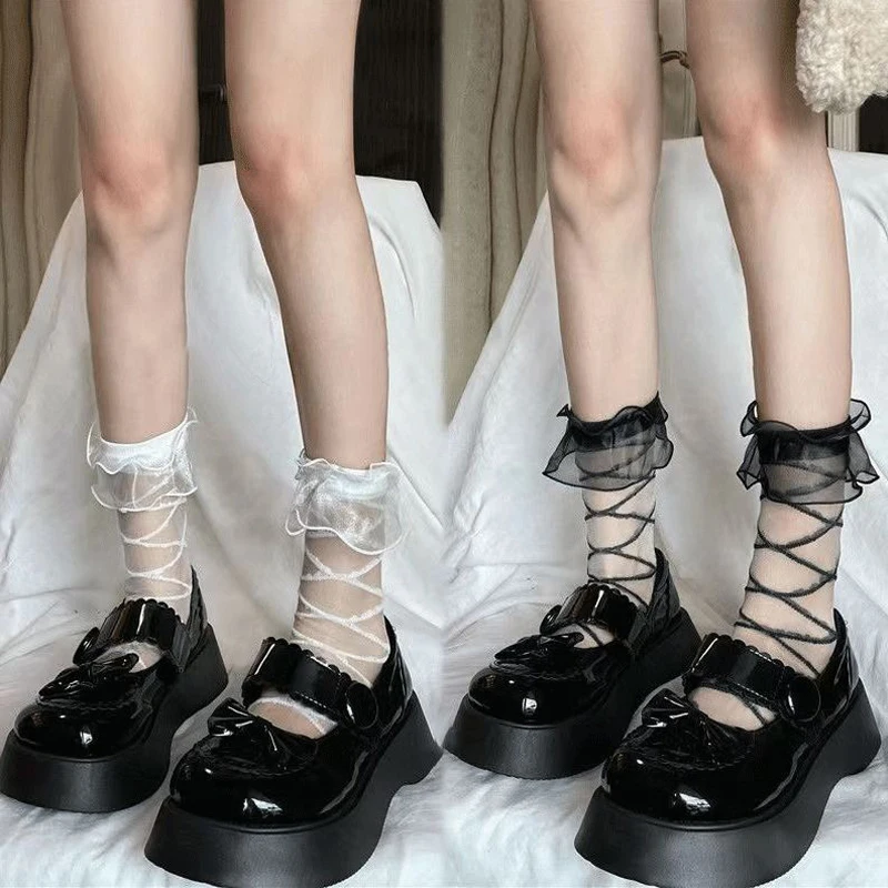 

1pair Cosplay Lolita Girls Socks For JK Girls Style Lace Stockings Summer Lolita Socks Medium Socks