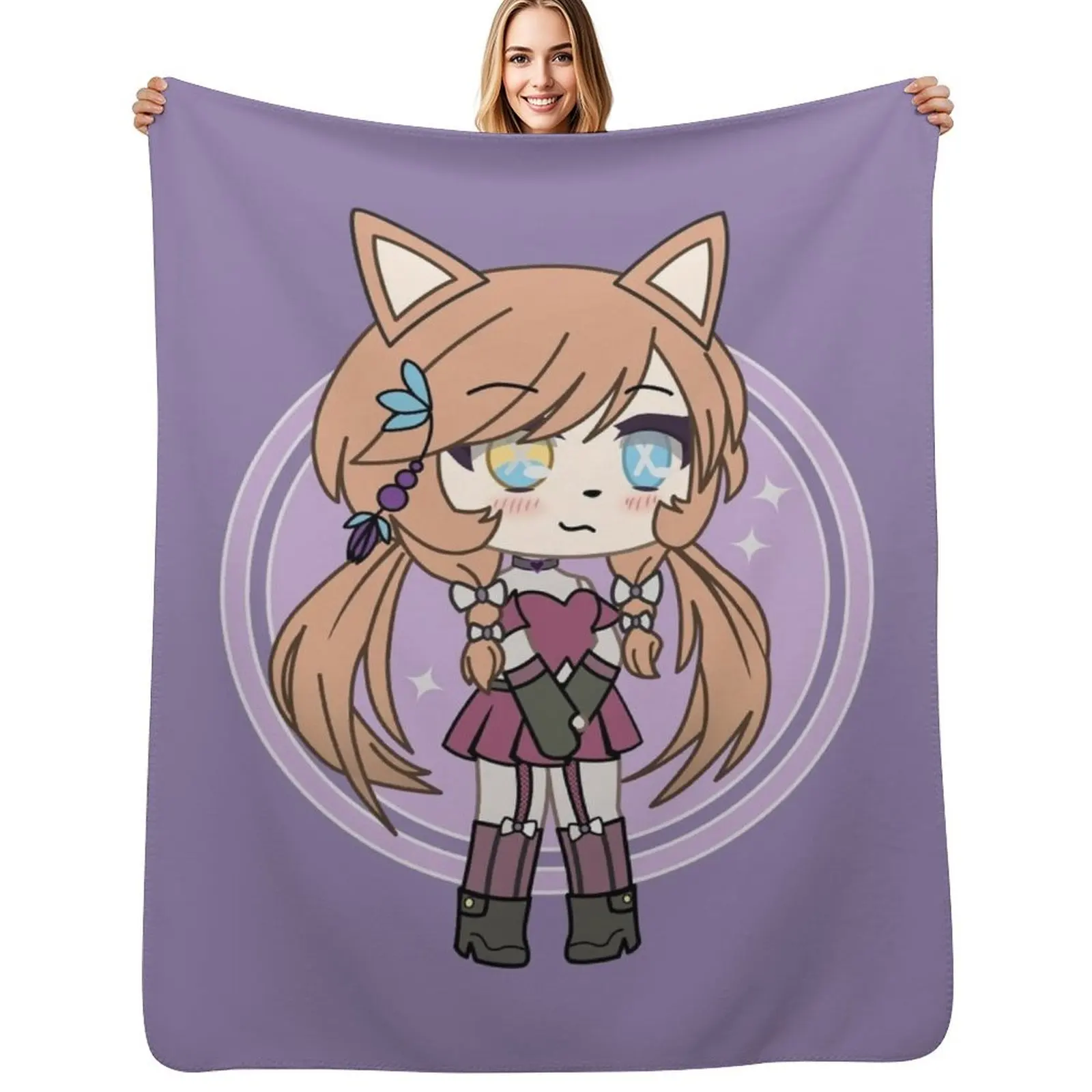 Cute Gacha Girl Foxy Chan Throw Blanket Thins Custom Large christmas decoration Luxury Brand Luxury Throw Blankets