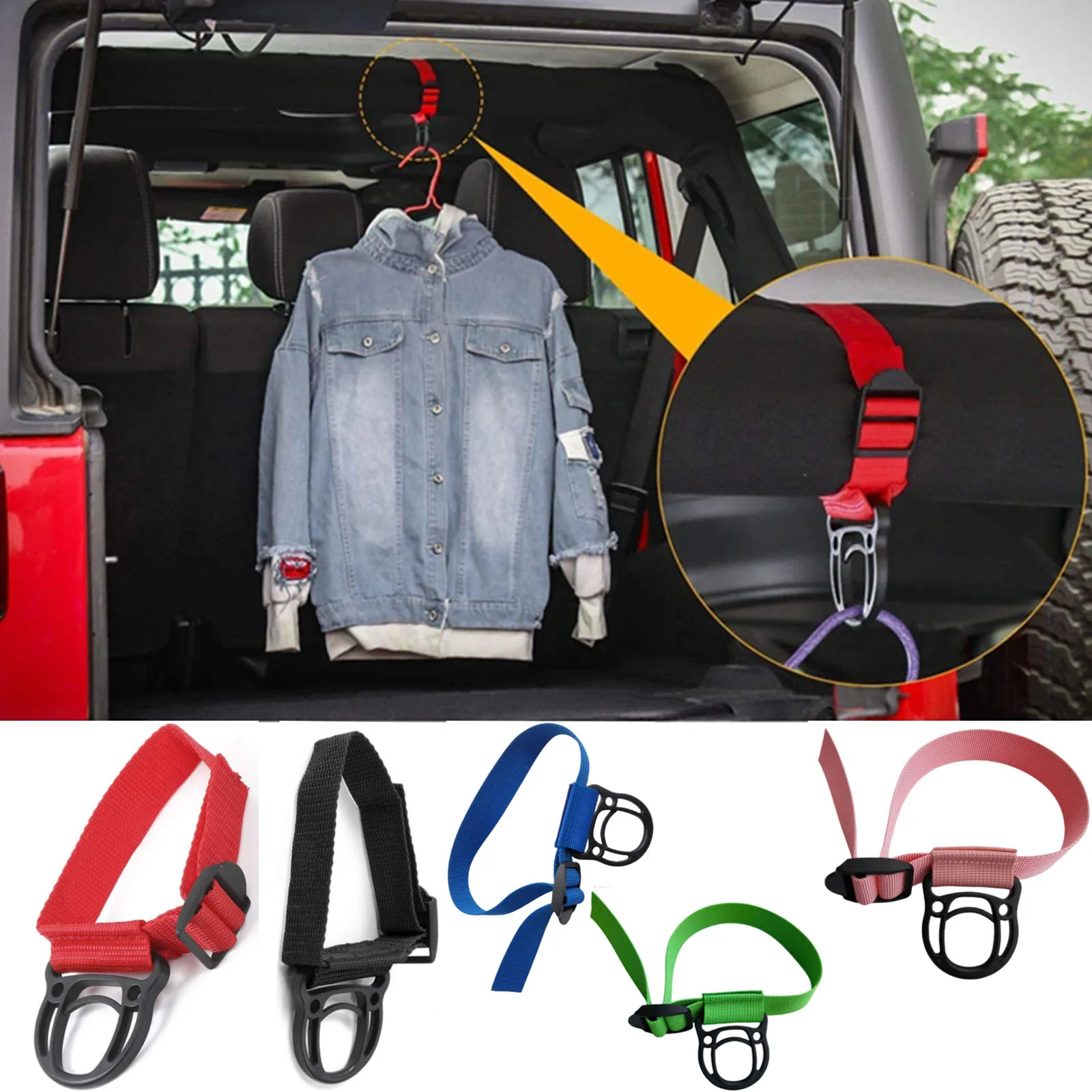 2PCS Coat Hook Clothes Hanger 45cm for Jeep Wrangler TJ JK JL JT 1997-2023 Roll Bar Clothes Hat Hook Car Interior  Accessories