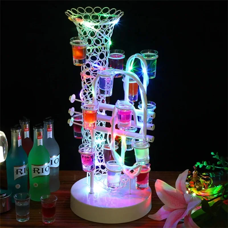 

LED Saxophone Cocktail Glass Holder Creative KTV Bar Wine Shot Glass Rack for Nightclub Party Bullet Glass Holder