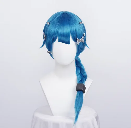 Arcane Jinx Cosplay Wigs Game  Arcane Jinx Cosplay Blue Heat Resistant Synthetic Hair Jinx Juvenile And Junior Woman Hair Wig