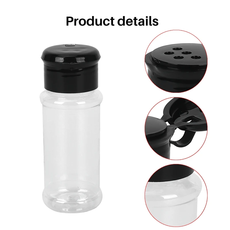 Бутылки для приправ, 20 шт./компл., 100 мл, шейкеры для специй, соли, перца, черная банка для приправ, бутылка для перца