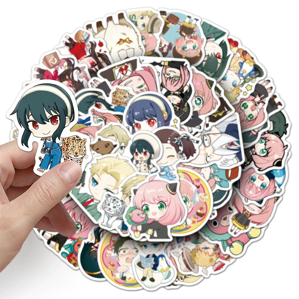 Pegatinas divertidas de Anime japonés SPY×FAMILY, calcomanías de dibujos animados, monopatín, equipaje, teléfono, pegatina de Manga clásica, embalaje, 10/30/50 Uds.