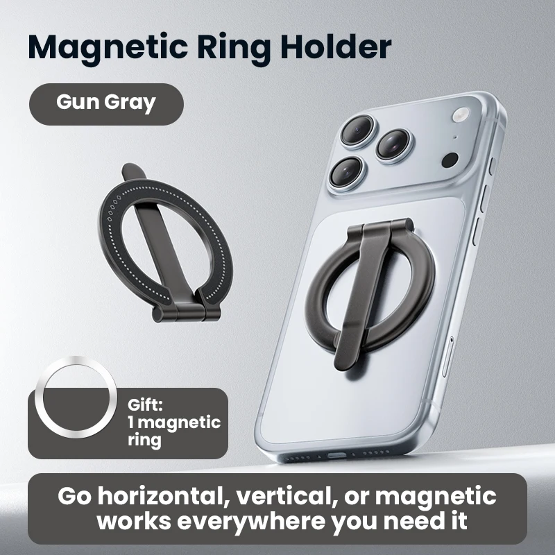 Lightweight Hands-free Portable Ultra-thin Magnetic Ring Grip Holder, Foldable Desktop Phone Holder, Universal Phone Holder