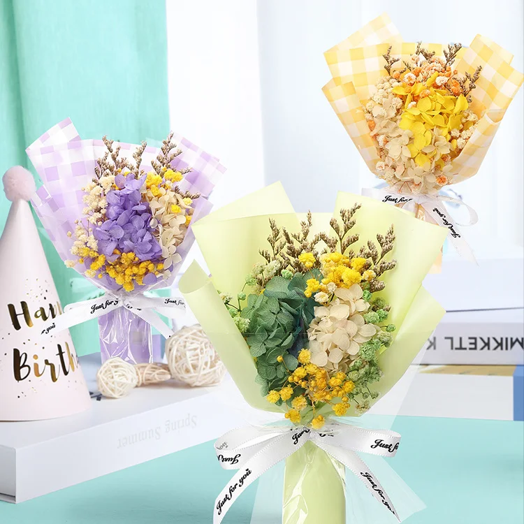 

Mini Dried Eternal Flower Embroidery Ball Mother's Day Gift Artificial Flower Fake Flower Bundle Wedding Decoration