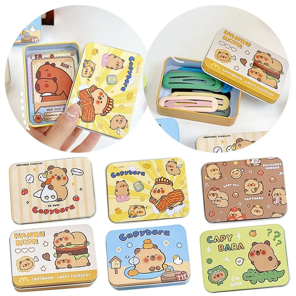 Candy Jewelry Capybara Storage Box Tinplate Cartoon Pattern Small Tin Box Cards Photos Peripherals Large Capacity