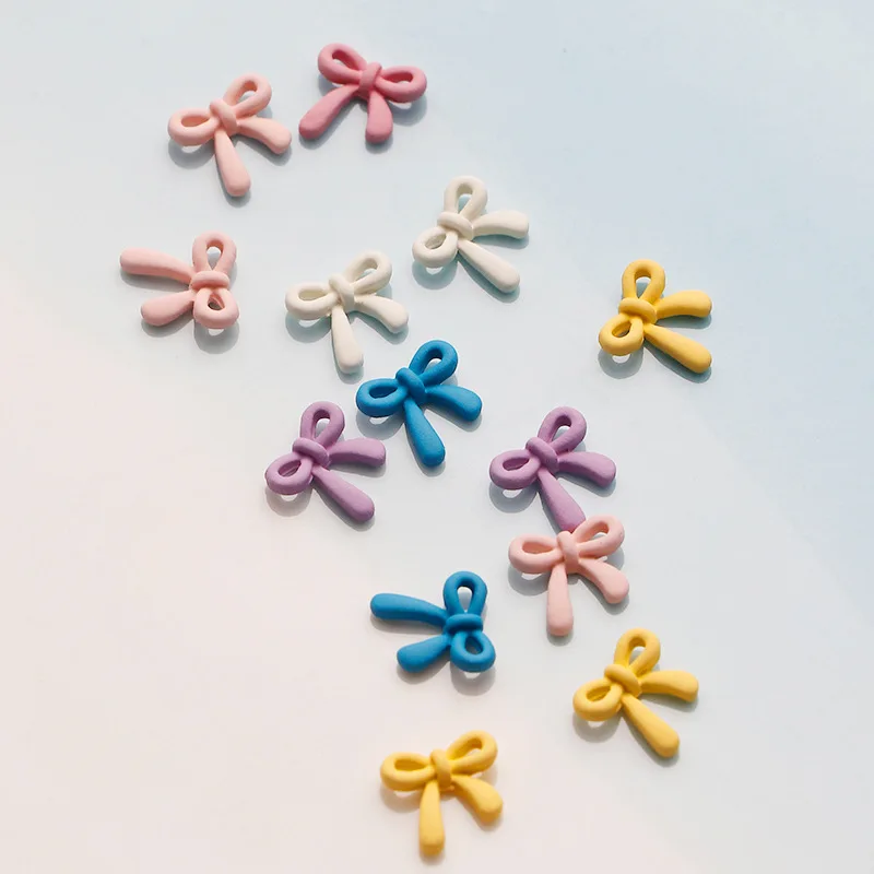 10Pcs Candy Color Alloy Bowtie Shaped Nail Charms Jewelry Sweet Candy Design Nail Art Bowknot Charms Jewelry Manicure Stones