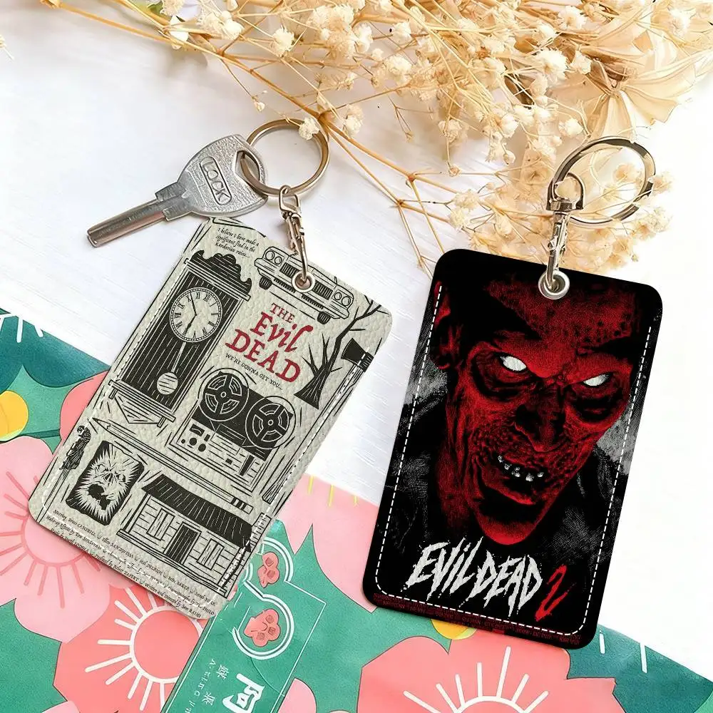 Movie The horror Evil Dead Sleek Leather Card Sleeve with Keyring  Lightweight Wallet for Daily Carry