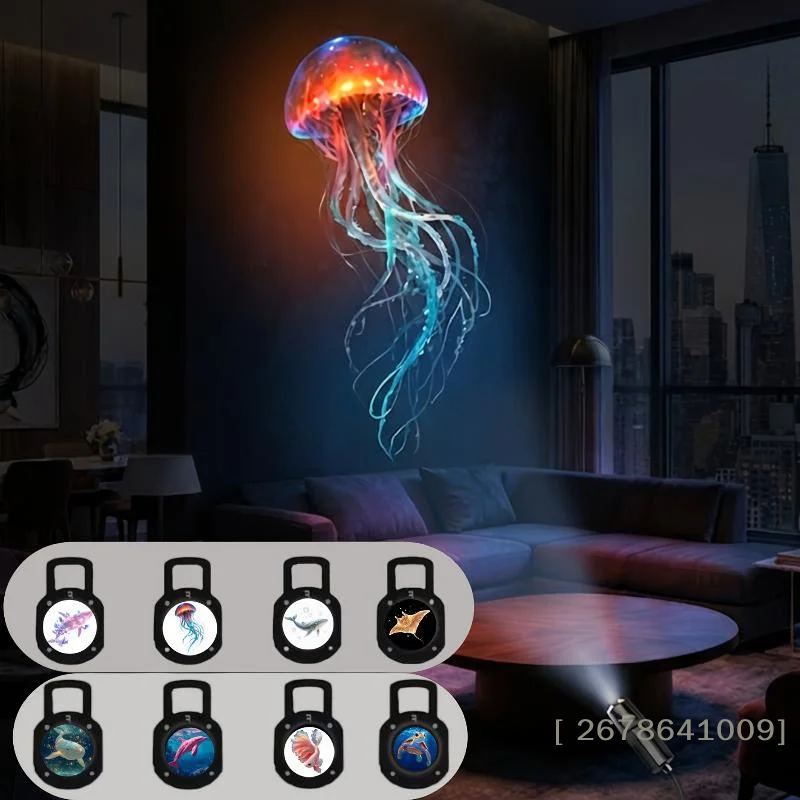 ⚑LED USB Projector Light Ocean Projection Lamp With 8pcs Marine Life Light Panels Ceiling Decorative Night Light