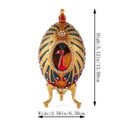 QIFU New Arrive Beautiful Faberge Egg with Peacock Trinket Boxes for Home Decoration