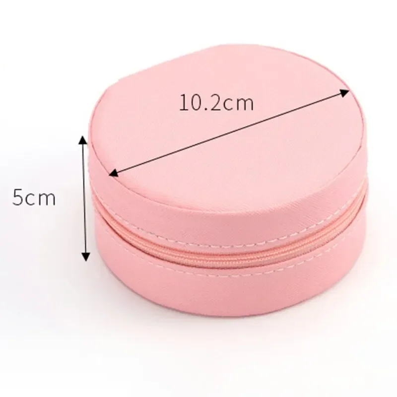 Women Jewelry Storage Box Travel Portable Jewelry Earrings Necklace Packaging Cases Jewelry Organizer Storage Display Round Box