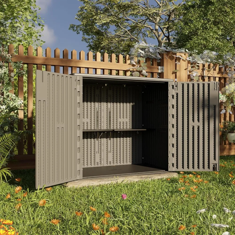 

37 cubic feet outdoor storage shed, weather resistant, multifunctional, double walled resin storage shed and outdoor storage
