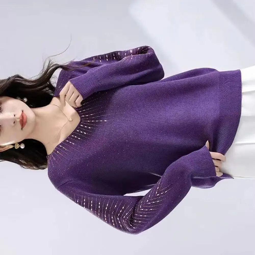 

Весна-осень 2026, новый джемпер для мамы, свитер, женское трикотажное пальто, свободный пуловер, женская куртка, модная рубашка с v-образным вырезом, топ