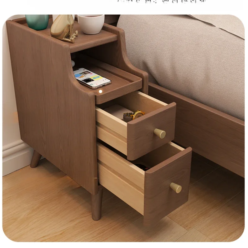 

Solid wood bedside table Small extremely narrow bedside table Narrow edge crevice rack