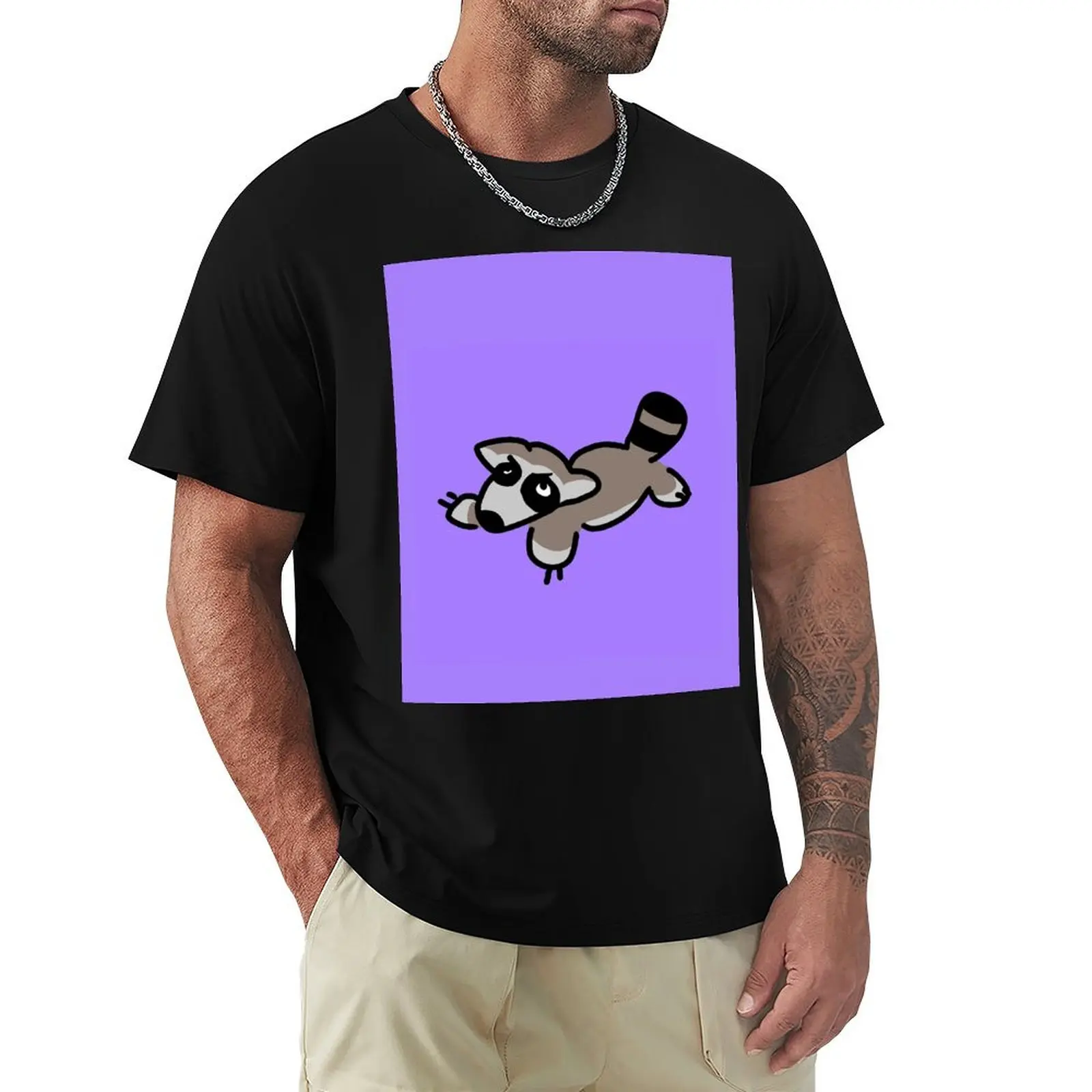 

cute raccoon with purple background T-Shirt man t shirt essential t shirt t shirts men