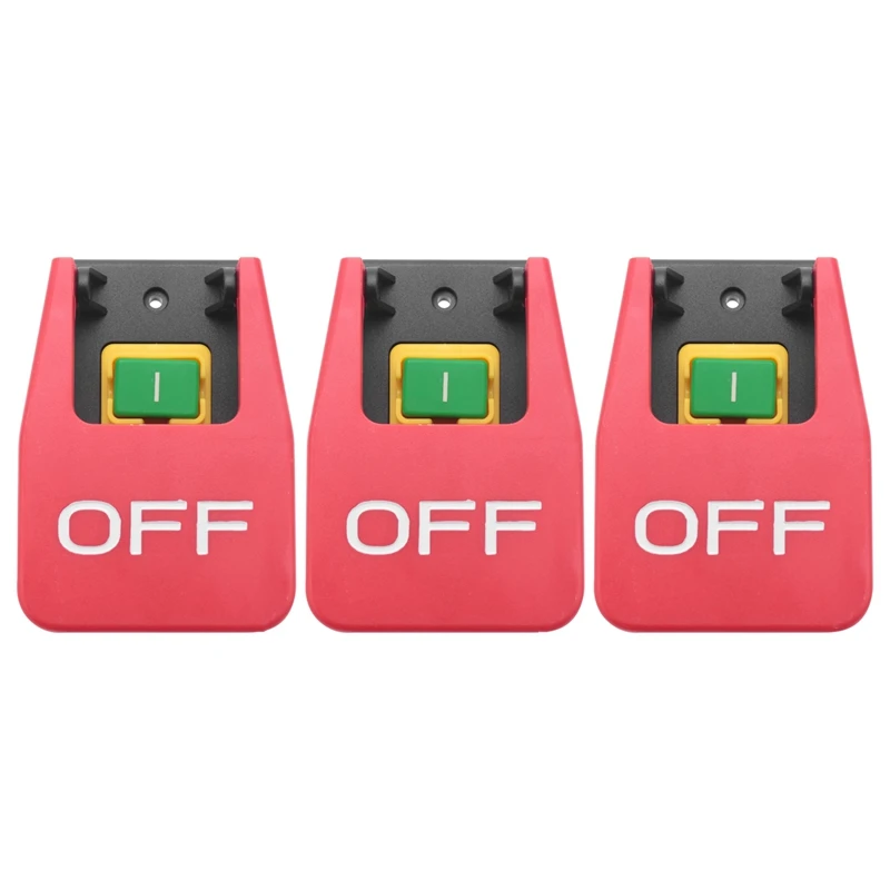 3X Off-On Red Cover Emergency Stop Push Button Switch 16A Power-Off/Undervoltage Protection Electromagnetic Start Switch