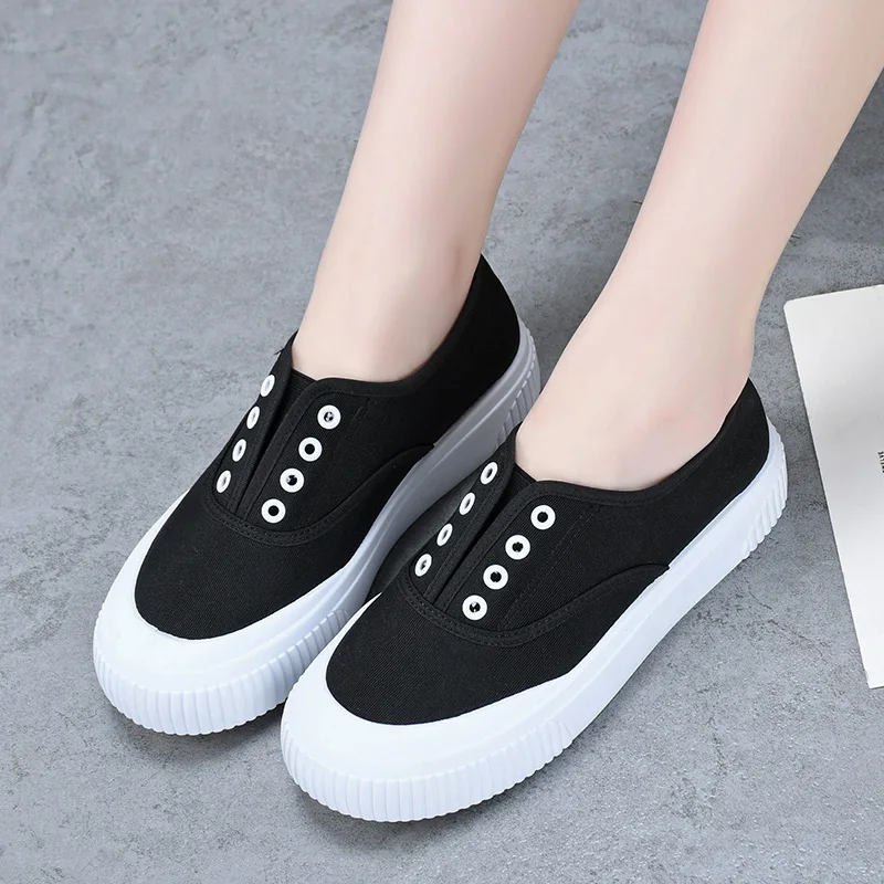 

Women Flat Shoes 2024 Spring Women Shoes Solid Color Breathable Flyknit Shoes One Step Step Women Sports Sock Mouth Casual Shoes