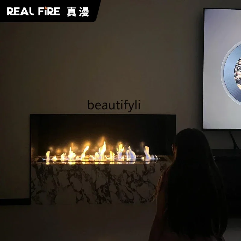 Real Fire  Fireplace Indoor Fireplace Embedded TV Cabinet Decorative Fireplace Core Heating Furnace