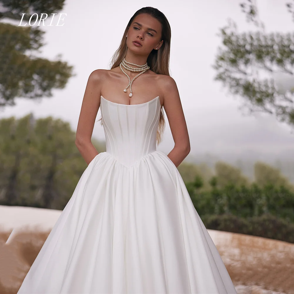 

LORIE Luxury A Line Wedding Dress Boat Boat Bridal Dresses Corset Sleeveless Wedding Gown Customized 2026