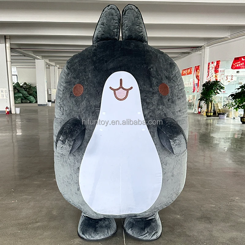 

Grey Inflatable Molang Rabbit Easter Bunny Mascot Costume Parade High Quality Birthday for Adult Halloween Party Without Battery
